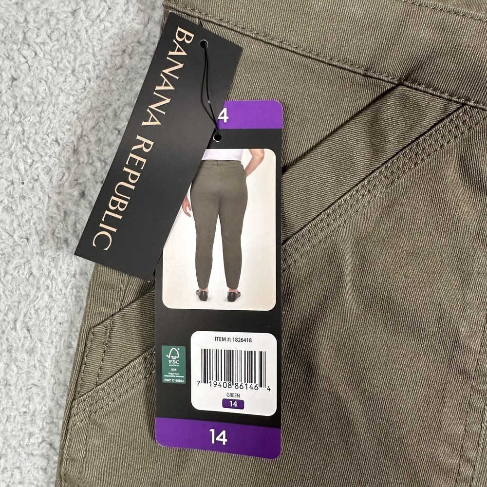 NWT Banana Republic Pants Womens 14 High Rise Twill Stretch Casual Cotton Blend - Picture 2 of 12
